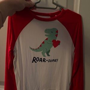 Little Sleepies Red and White Dinosaur Long Sleeve Tee